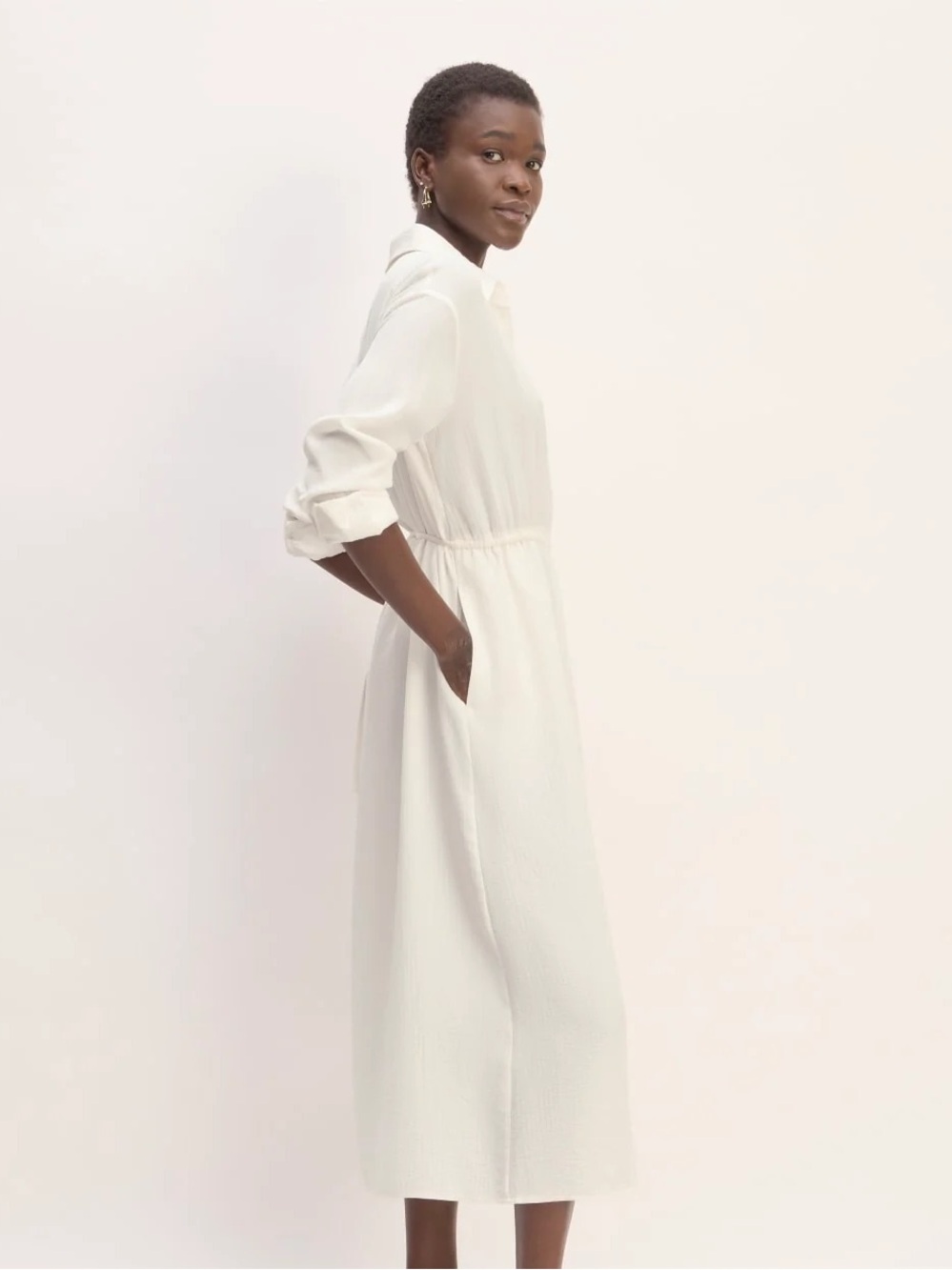 Everlane Mini Jacquard Stripe Shirt Dress | BONE